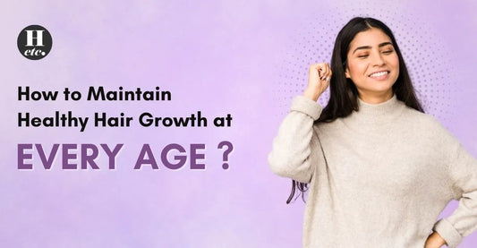 Woman with long healthy hair on purple background, representing tips on maintaining healthy hair growth at every age